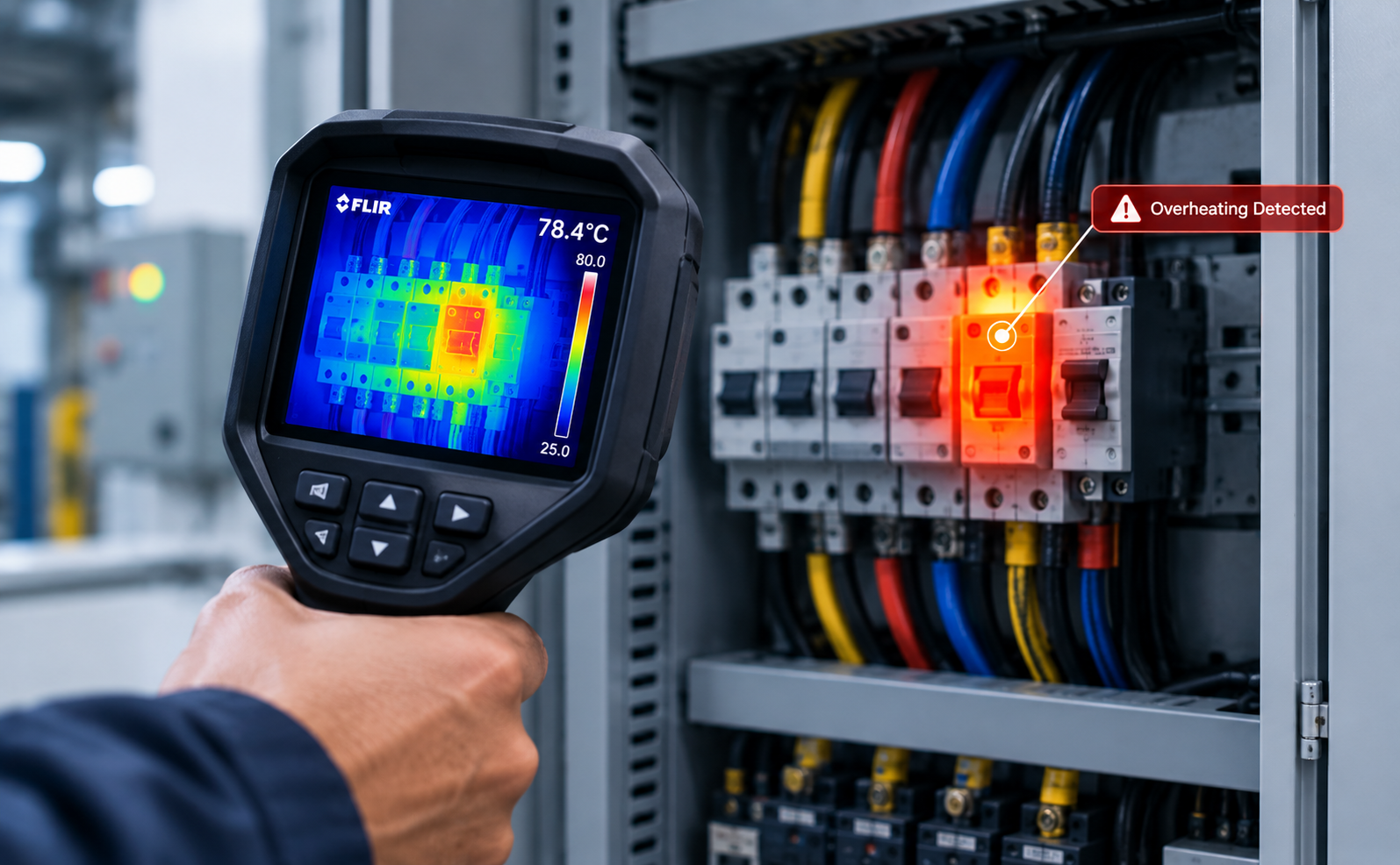 IoT vibration sensor mounted on an industrial motor for predictive maintenance